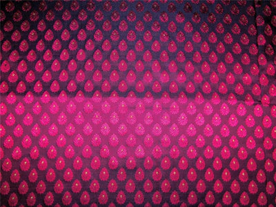 Brocade fabric navy blue /pink/metallic gold color36&quot; Wide