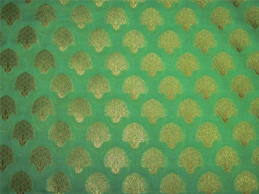 Brocade fabric pista green x metallic gold color 44&quot; wide