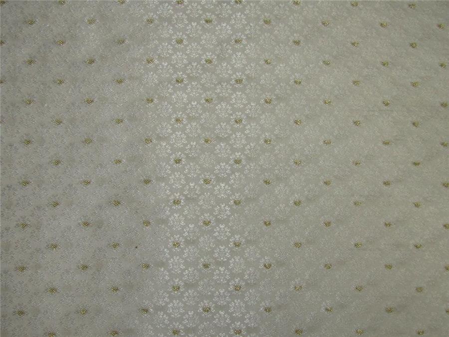 Brocade fabric ivory x metallic gold color 44&quot; wide