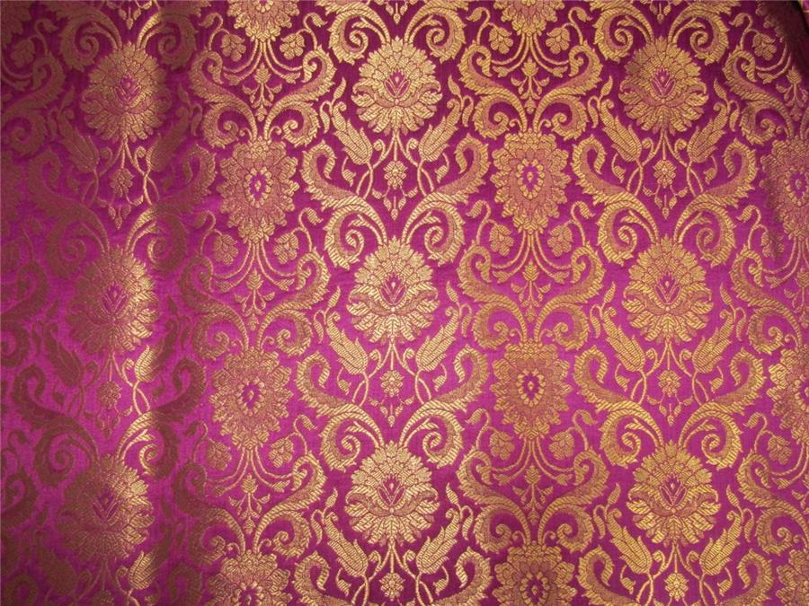 Brocade fabric purple x metallic gold color 44&quot; wide