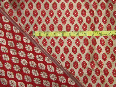 Reversible Brocade fabric Red x Antique Gold color 44&quot; wide