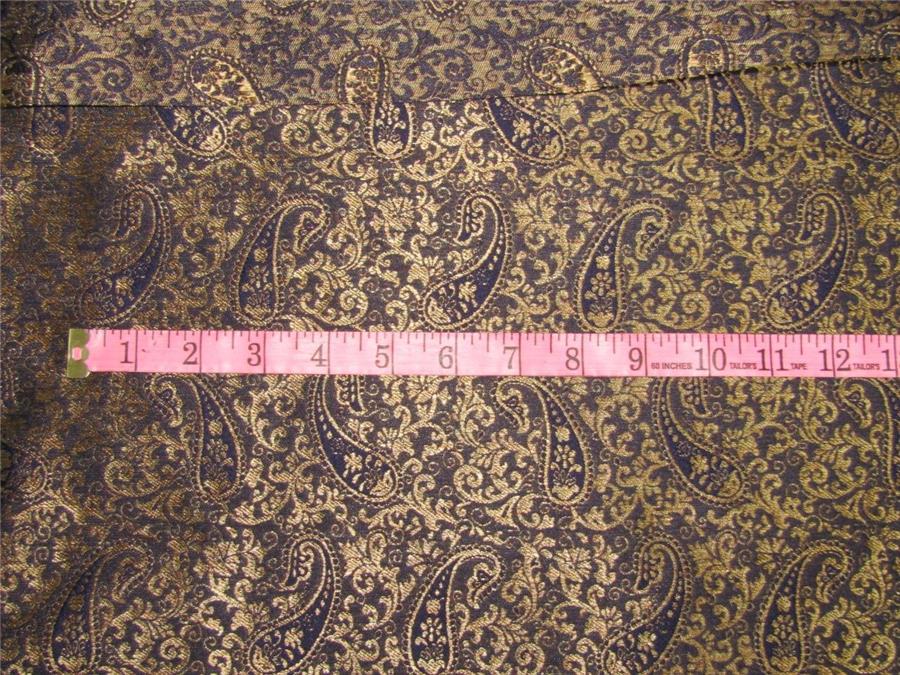 Reversible Brocade fabric navy x antique gold color 44&quot; wide