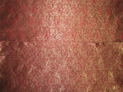 Reversible Brocade fabric wine x antique gold color 44&quot; wide