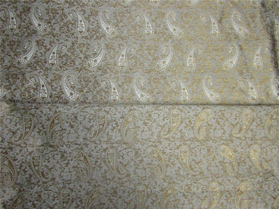 Reversible Brocade fabric icy grey x antique gold color 44&quot; wide