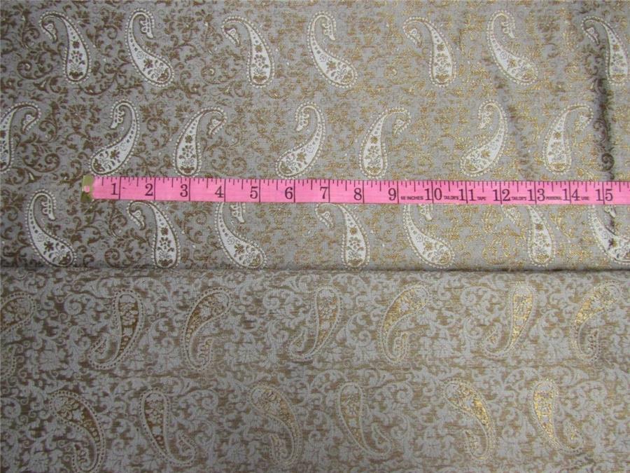 Reversible Brocade fabric icy grey x antique gold color 44&quot; wide