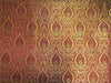 Heavy Silk Brocade Fabric dark red /multi x color Metallic Gold 36&quot;
