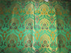 Heavy Silk Brocade Fabric Rich Green x color Metallic Gold 36&quot;