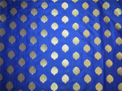 Brocade fabric Blue x metallic gold color 44&quot;wide