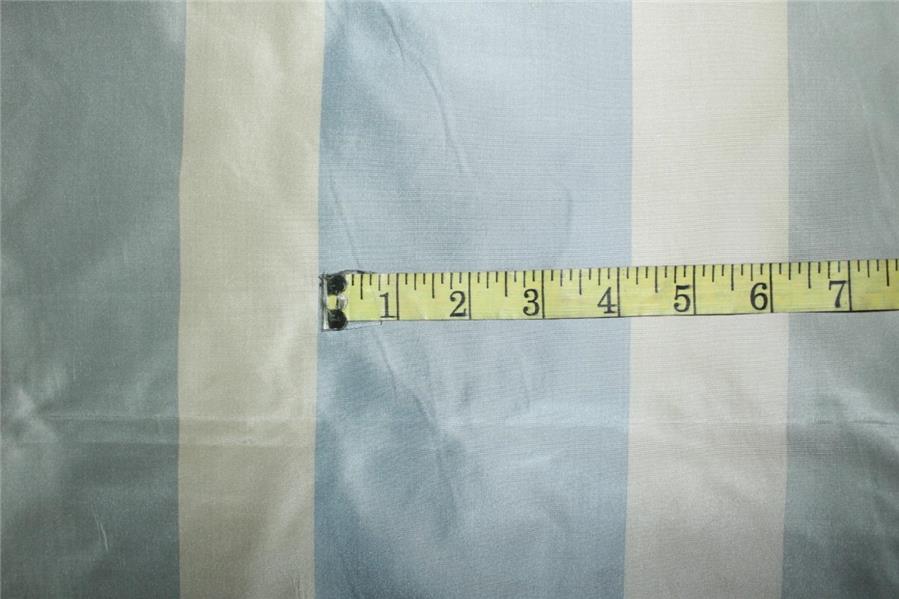 SILK TAFFETA 3 color stripe shades of slate blue and cream TAFS154[1] 54&quot; wide