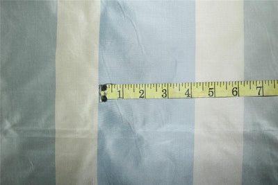 SILK TAFFETA 3 color stripe shades of slate blue and cream TAFS154[1] 54&quot; wide
