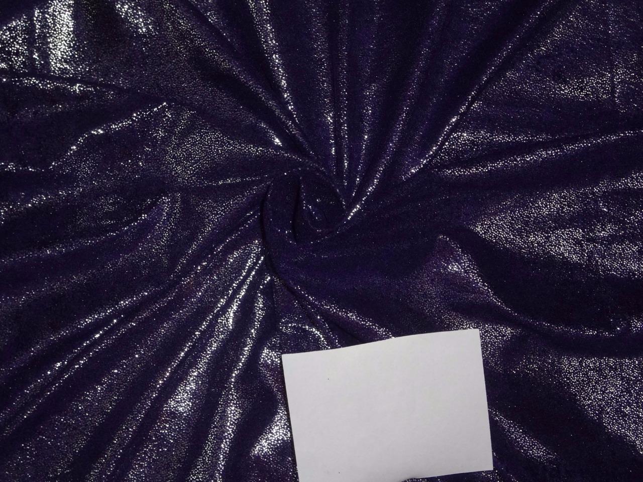 Deep Purple color micro Velvet fabric with silver foil