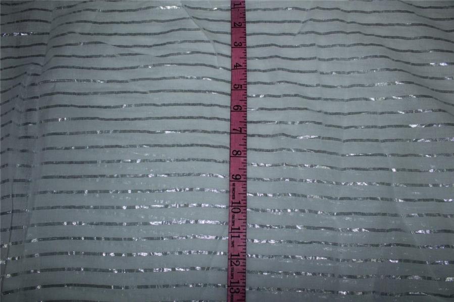 White cotton fabric with Silver color stripe lurex weave 44&quot; wide