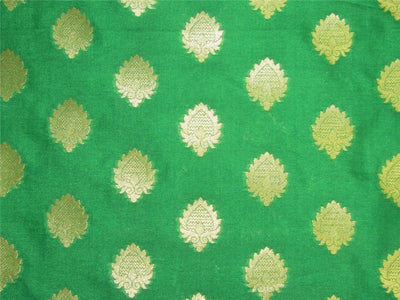 Brocade fabric Green x metallic gold color 44&quot;Wide