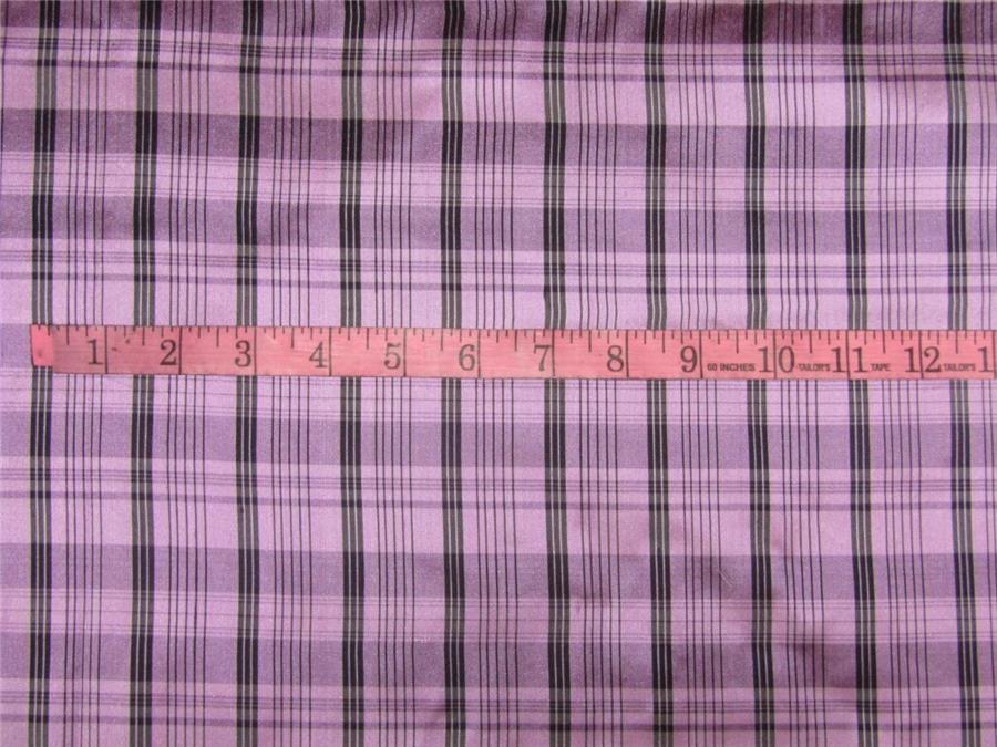100% Silk Dupioni Fabric plaids lavender x black color 54" wide DUP#C97[1]