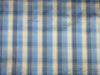 100% Silk Dupioni Fabric plaids dark ivory x blue color 54" wide DUP#C97[2]