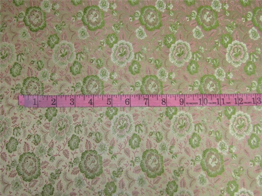 Silk Brocade fabric beige pink and green 44&quot;