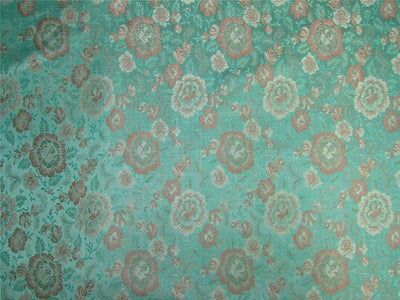 Silk Brocade fabric Green and dusty rose pink 44&quot;BRO642[5]