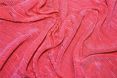 Bubble Gum Pink color crushed polyester pleated satin fabric ~ 59&quot; wide