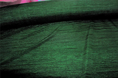 Emerald Green color crushed polyester pleated satin fabric ~ 59&quot; wide