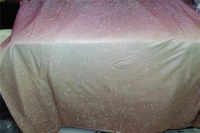 Purple/Pink x Silver color Ombre shimmer Lycra fabric ~ 58&quot; wide.