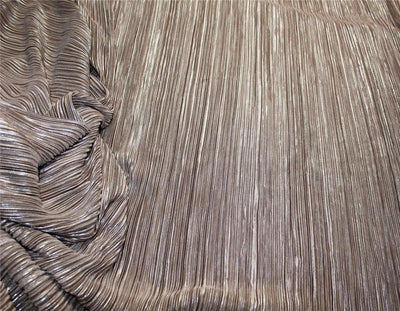 Brown x Silver Lurex Pleated Fabric ~ 58&quot; wide