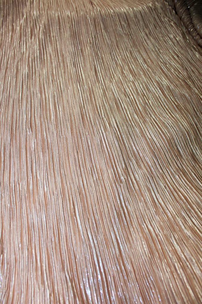 Peach x Silver Lurex Pleated Fabric ~ 58&quot; wide