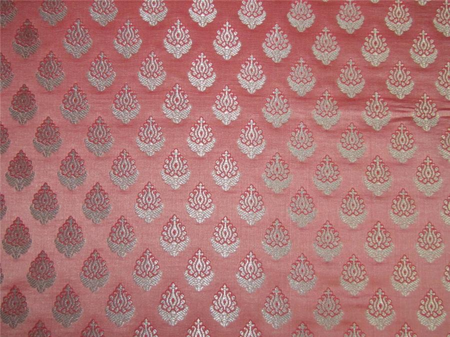 Brocade fabric pink x silver color 44&quot;wide