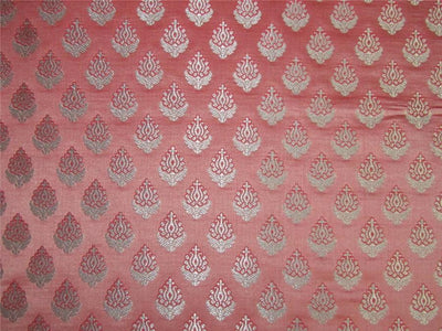 Brocade fabric pink x silver color 44&quot;wide