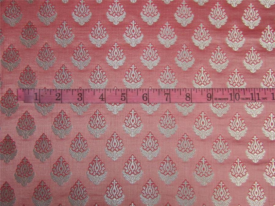 Brocade fabric pink x silver color 44&quot;wide