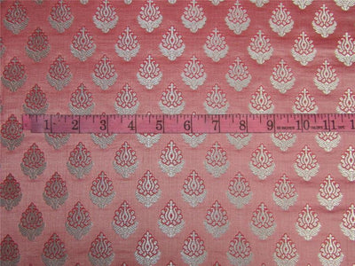 Brocade fabric pink x silver color 44&quot;wide