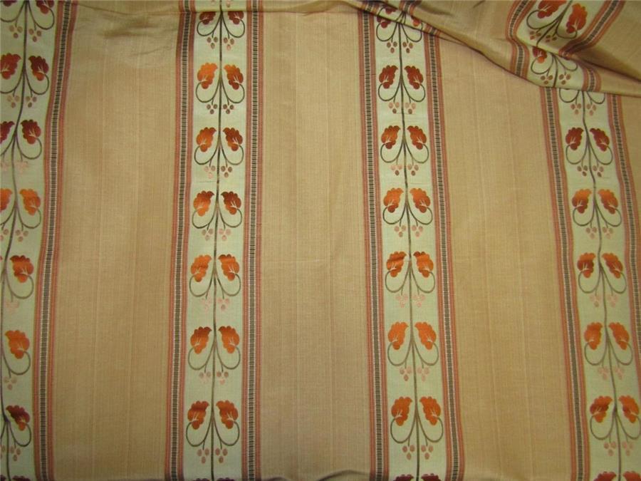 100% silk taffeta jacquard stripe gold X orange with brown color 54" wide TAFSJ5
