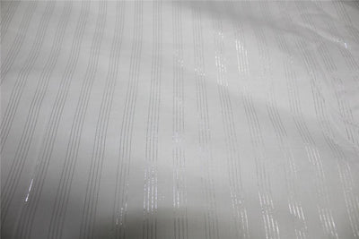 White heavy cotton fabric with Silver color stripe lurex weave 44&quot;wide