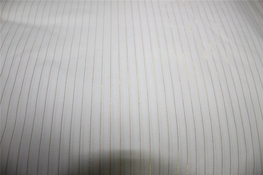 White heavy cotton fabric with gold color stripe lurex weave 44&quot; wide