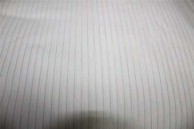 White heavy cotton fabric with gold color stripe lurex weave 44&quot;wide