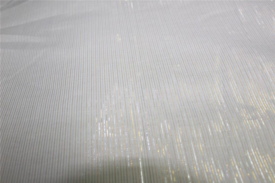 White heavy cotton fabric gold x silver color pin stripe lurex weave 44&quot; wide