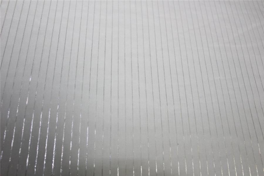 White heavy cotton fabric silver color stripe lurex weave 44&quot; wide