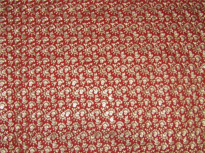 Embroidery Brocade Fabric red x gold color 44" wide BRO651[4]