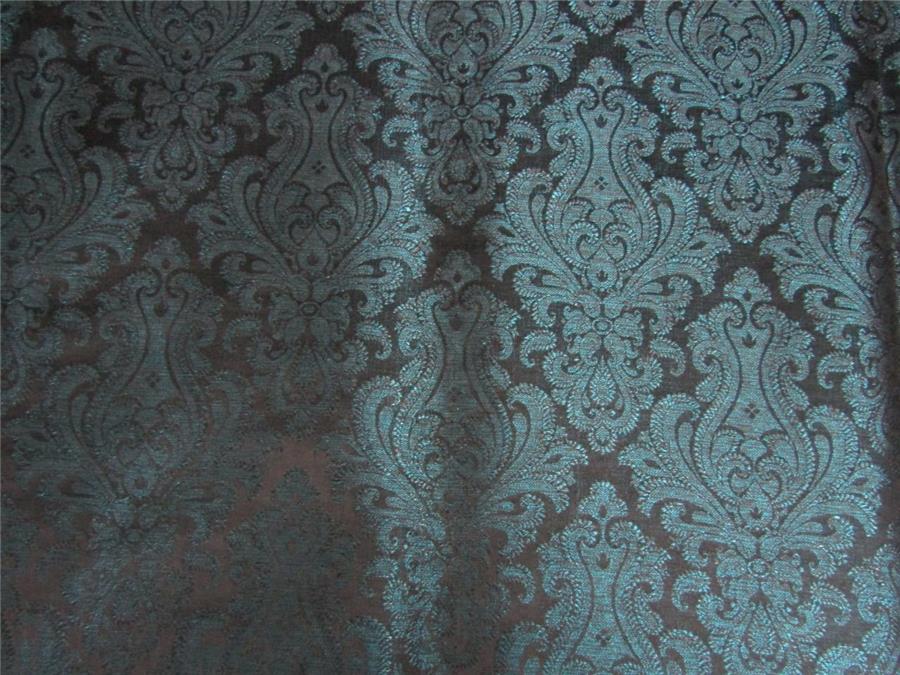 Brocade Fabric Teal x black Color 44" wide BRO652[1]