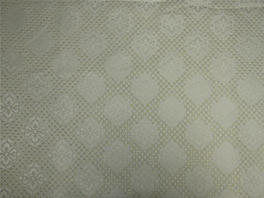 Brocade Fabric ivory white and gold Color 56" wide BRO653[1]