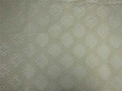 Brocade Fabric ivory white and gold Color 56" wide BRO653[1]