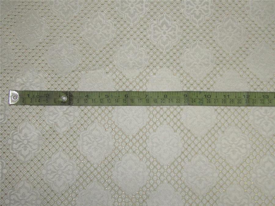Brocade Fabric ivory white and gold Color 56" wide BRO653[1]