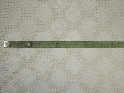 Brocade Fabric ivory white and gold Color 56" wide BRO653[1]
