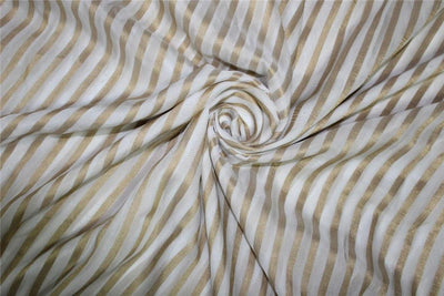 Modal Lurex Stripe fabric Gold and ivory 44&quot; FF12[2]