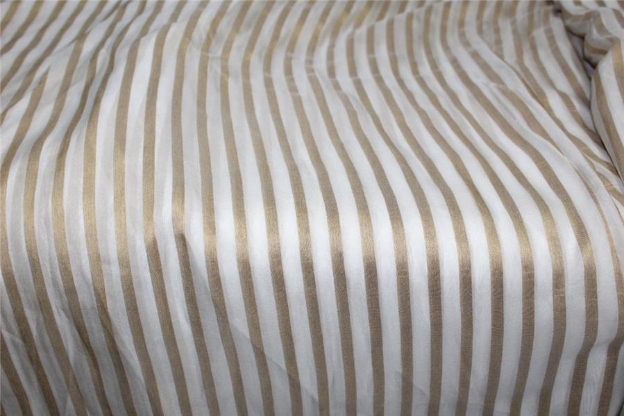 Modal Lurex Stripe fabric Gold and ivory 44&quot; FF12[3]