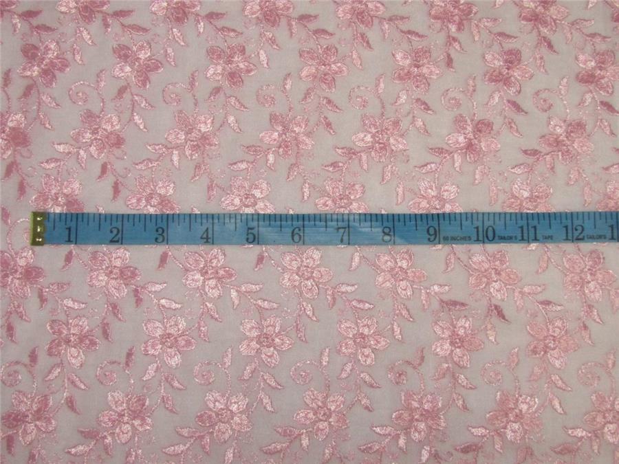 Embroidered Baby pink net fabric 44&quot; B2#94[3]