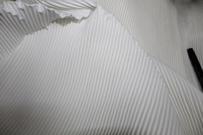 Off White color Polyester Pleated Fabric ~ 58&quot; Wide