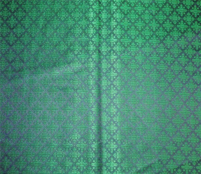 Silk Brocade fabric VESTMENT emerald green x kingfisher green 44" wide BRO654[4]