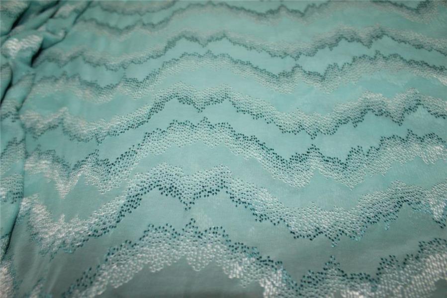 100% silk georgette heavily embroidered sea green &amp; blue 44&quot;wide