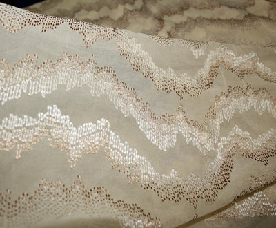 100% silk georgette heavily georgette embroidered champagne x brown color 44&quot;
