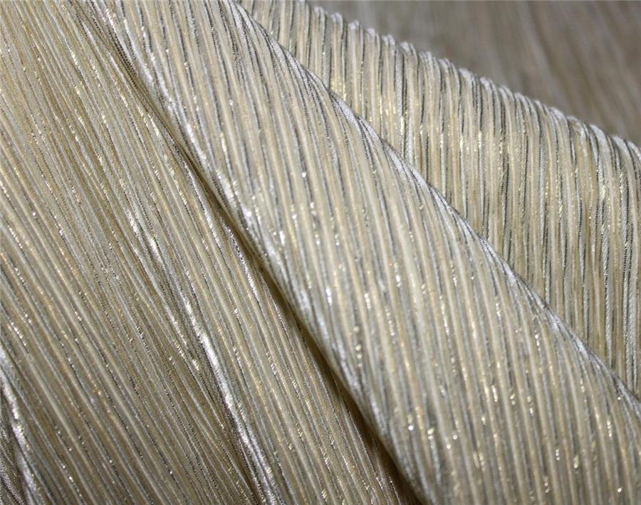Champagne x Gold Lurex Pleated Fabric ~ 58&quot; wide